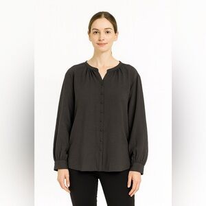 Nine West Black Buttoned Long Sleeve Blouse size XL